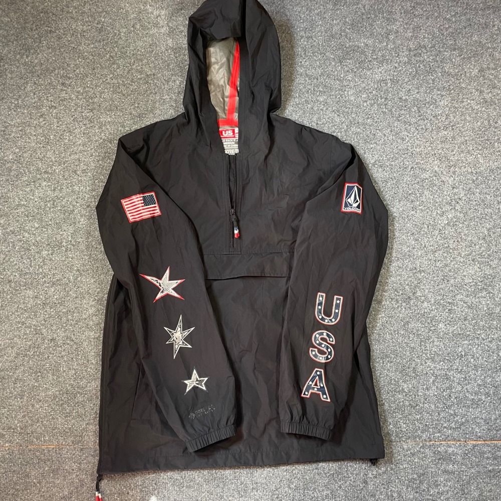 Volcom Pack It Jacket Medium Black US Snowboard Team Gore-Tex Anorak 22 Olympics